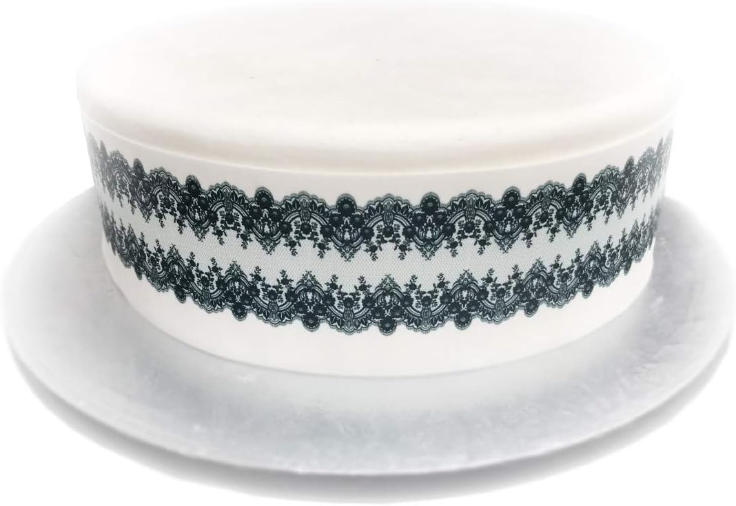 Top That Edible Decor Sheet Black Lace Effect Border Ribbon