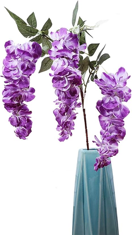 Amazon Sanqing 手作り 花 造花 藤の花 3花 造花 ホームデコレーション ウェディング Diy 花束 パープル 562 631 060 造花 オンライン通販