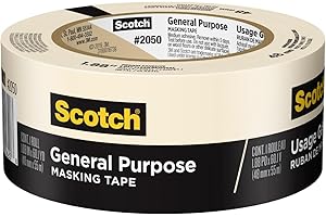 Scotch General Purpose Masking Tape, 1.88 in x 60.1 yd, Beige, Sticks for Up to 5 Days, Removes Easily Without Leaving Sticky Residue, Easy-to-Tear Masking Tape (2050-48MP)