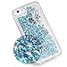 Maxdara Case for iPhone 6S 6 Glitter Case Tempered Glass Screen Protector Liquid Floating Bling Sparkle Luxury Shockproof Bumper Pretty Girls Children Case for iPhone 6 6s 7 8 4.7 inches (Blue)