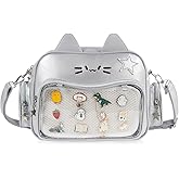 XINMAN Cute Cat Ita Bag Backpack – Kawaii Pin Display Crossbody Bag for School & Cosplay, Silver