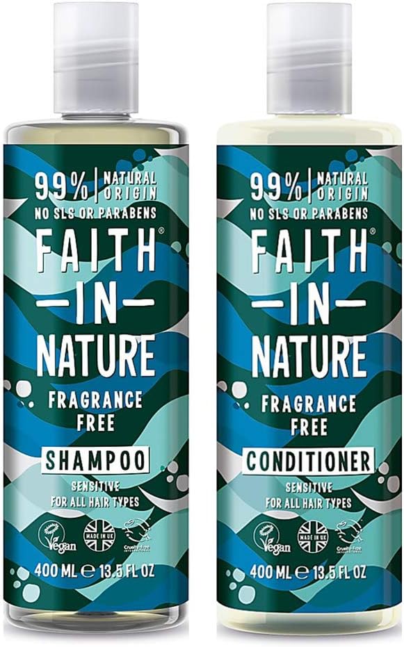 Faith in Nature Natural Fragrance Free Shampoo & Conditioner Set, Sensitive Vegan & Cruelty Free, Parabens and SLS Free