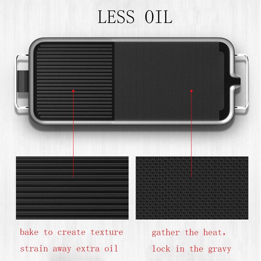 review Indoor BBQ Grill Electric Grill Smokeless Non-Stick Barbecue Plate Electric Baking Pan Multi-Function (Large)