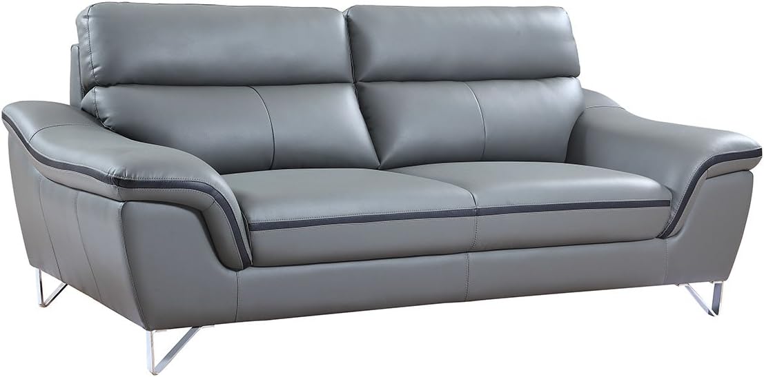 Blackjack Furniture The Bailey Collection Leather Match Upholstered Living Room Sofa and Loveseat Set, 2 Piece, Gray: Furniture & Decor