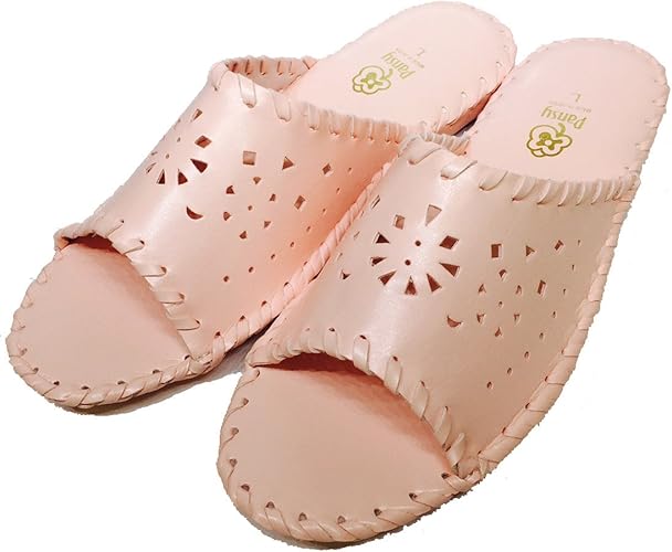 Amazon パンジー スリッパ ルームシューズ レディース かわいい スリッパ 女性 室内履き 来客用 部屋履き 軽い 日本製 軽量 抗菌 手編み 合成皮革 合皮 カッティング 婦人 ピンク 青 ブルー 白 ホワイト 前空き 軽い 軽量 靴 室内履き L 24 0 24 5 ピンク 即納