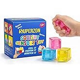Superzon Square Stress Cube Pack of 3 – Sensory Squishy Fidget Toys for Kids & Adults | Ice Cube Anxiety & Stress Relief 3.3m (3 Colors in 1 Pack)