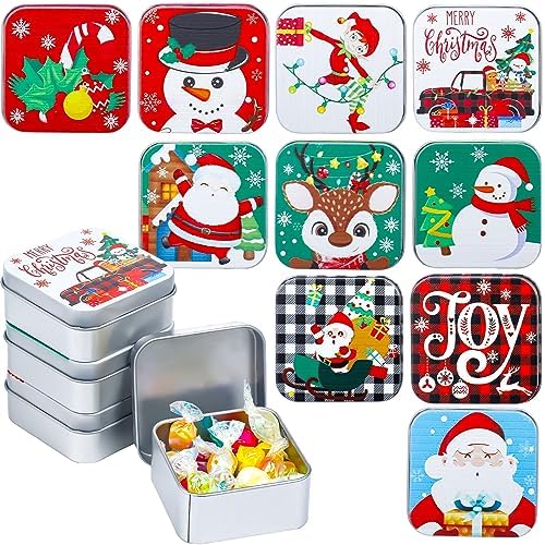 Tanlade 20 Pcs 10 Style Novelty Christmas Mint Tins Candy Metal Box