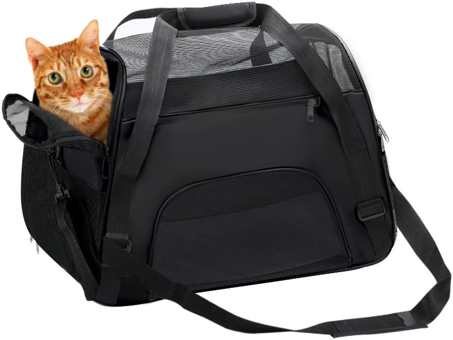DONYER POWER Soft Sided Pet Carrier for Cats Comfort Airline Approved Under Seat Travel Tote Bag