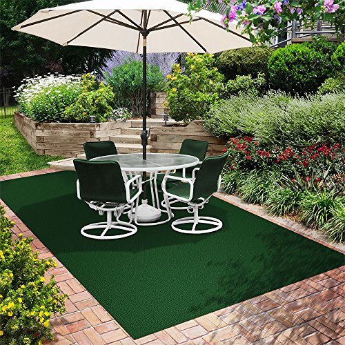 House, Home and More Indoor Outdoor Carpet with Rubber Marine Backing Green 6 Feet x 10 Feet