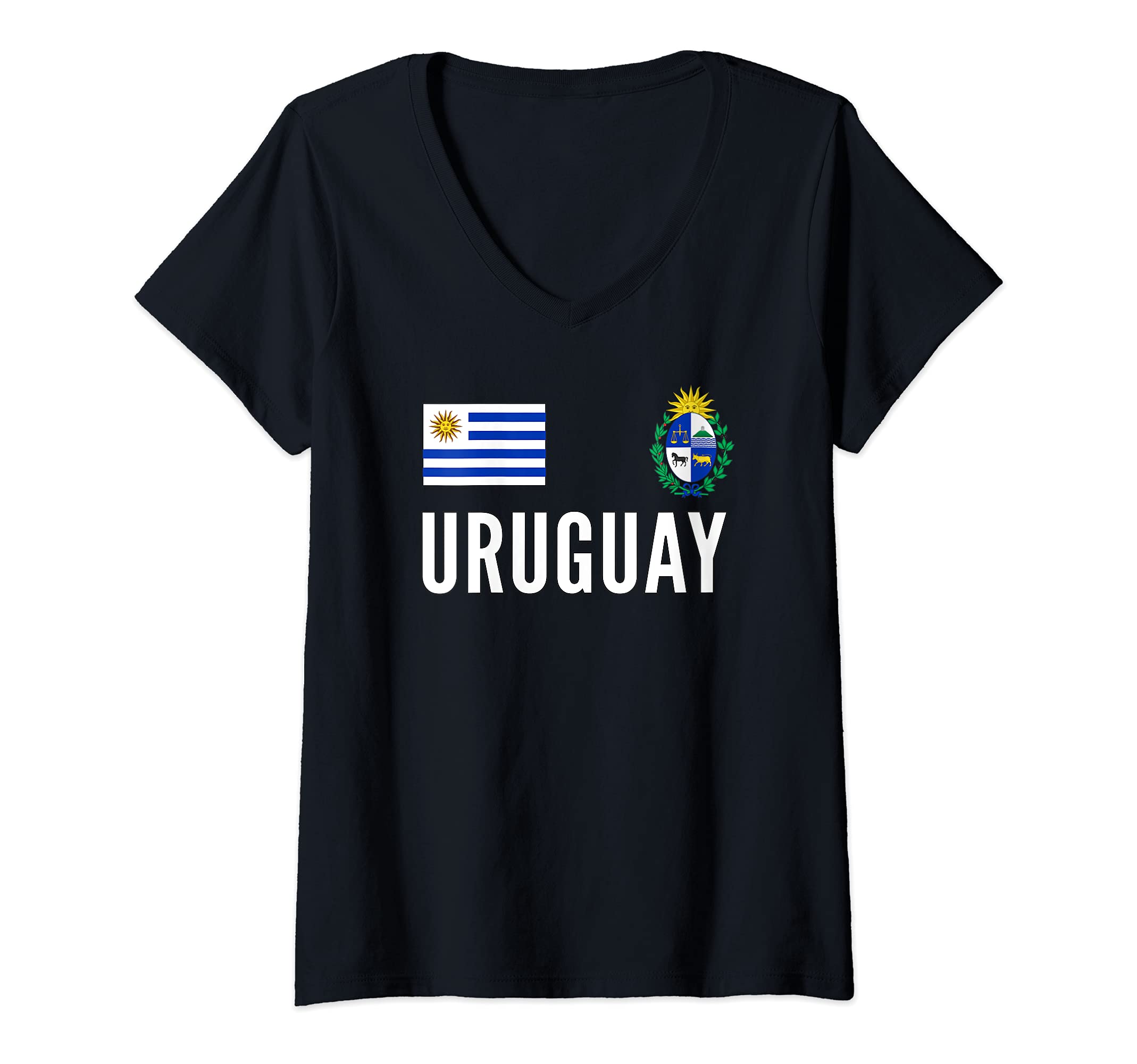 Womens Uruguay Soccer Jersey Football Fan Support V-Neck T-Shirt