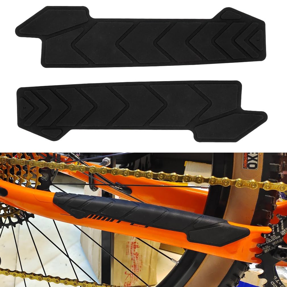 Photo 1 of CYSKY 2 Pcs Bike Chain Guard Silicone Stickers, Bicycle Frame Chainstay Protector, 3M Glue Backing Sticky Well, Durable, Lightweight (Regular Style)