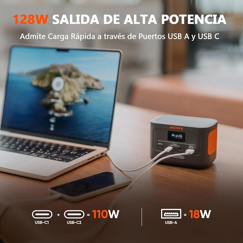 Jackery Explorer 100 Plus Mini Central Elétrica Portátil, 99Wh/31000mAh Sofreu LiFeP04 Bateria, 3 USB-A/C 128W Portas MAX Output, Palm Size para Viagens de Negócios, Excursões