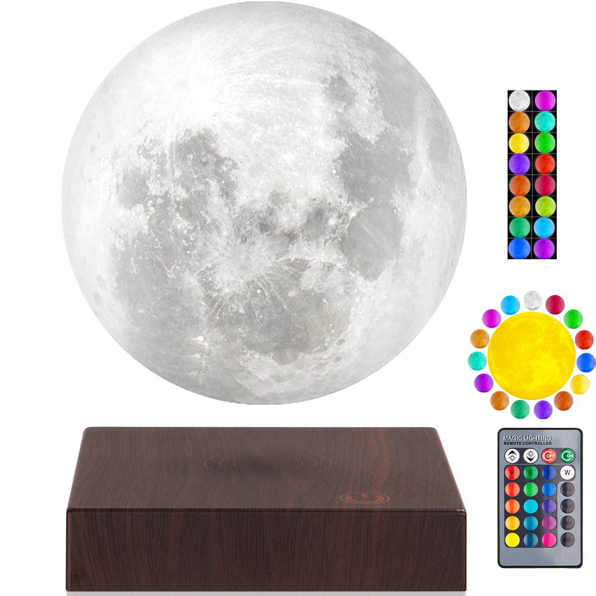 VGAzer Floating Moon Lamp, 16 Colors 20 Models Levitating Moon Light Spinning Freely, Magnetic Levitation Table Lamp with Remote,for Gift,Office Room Decor