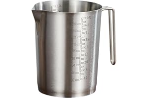 5l Measuring Jug Stainless Steel Thicken Measuring Cup Milk Frothing Pitcher Large Mouth Graduated Beakers with Handle and Sc