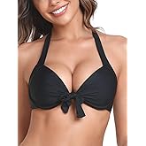 RELLECIGA Women's Push Up Bikini Top Knot Front Underwire Swimwear