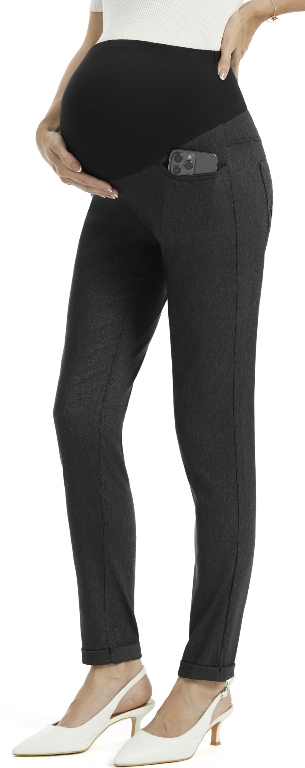 Photo 1 of AFITNE Women's Maternity Jeans Over The Belly Stretchy Pull On Jeans for Women High Waist Skinny Pregnancy Pants Slim Comfy Denim Pants with 4 Pockets Black 30" 2XL
