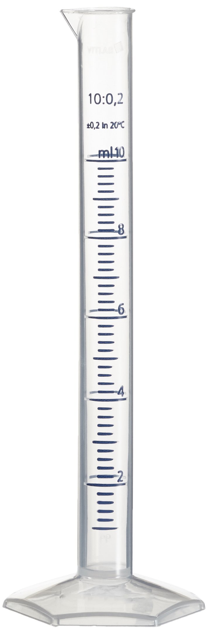 Neolab E-1610 Measuring Cylinder Tall Hexagonal Base, Polypropylene, 10 ml