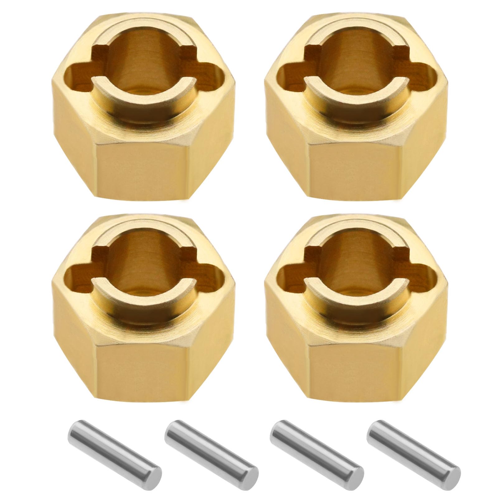 SG Store 4PCS 4mm Brass Wheel Hex Hub Extender Adapter Compatible with 1/18 TRX4M RC Crawler Car Upgrades Parts Replacement Accessories