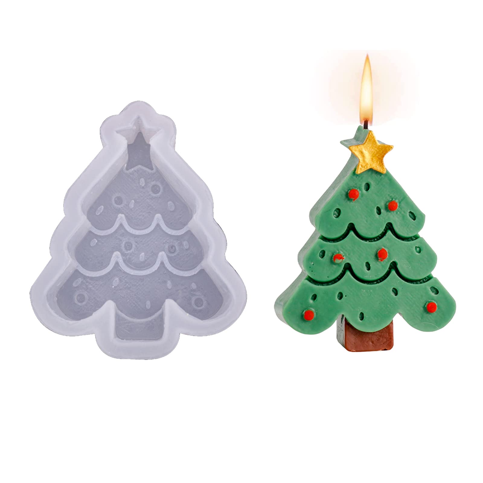Christmas Candle Molds,1PC Christmas Tree Candle Moulds for Candle Making,3D Silicone Resin Epoxy Casting Molds for Christmas Party Decoration Handmade Soap Ornament DIY Craft