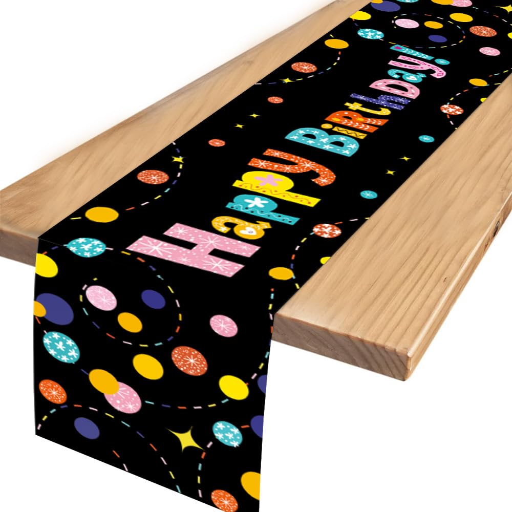 Birthday Table Runner, Happy Birthday Decoration Tablecloth, Birthdays Decoration for Boys, Girls, Party (180x35cm) — image 1