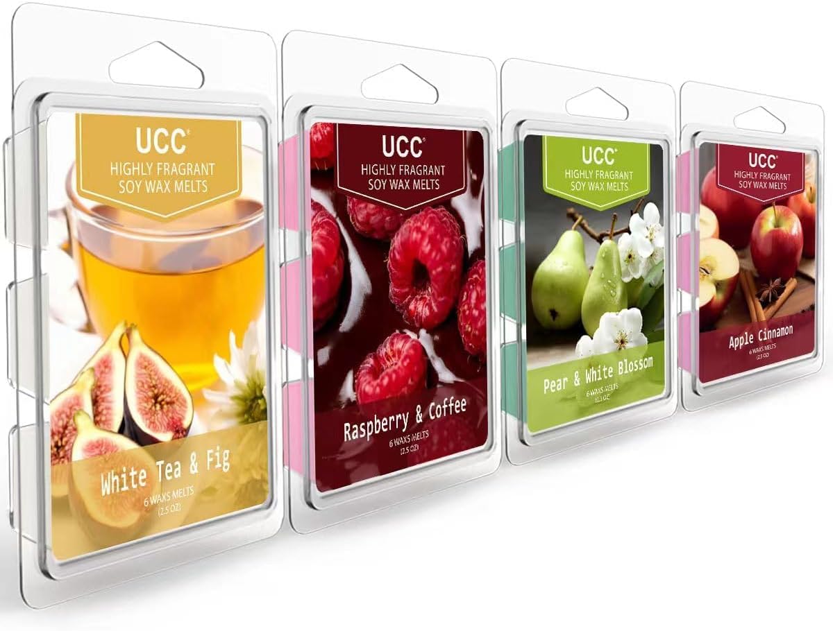 Photo 1 of UCC Wax Melts, Premium Variety Fragrance Melts, Plant Based Natural Long Lasting Premium Soy Scented Melts Cubes, Wax Melts Tarts, Colored Wax Melt - 4 Pack