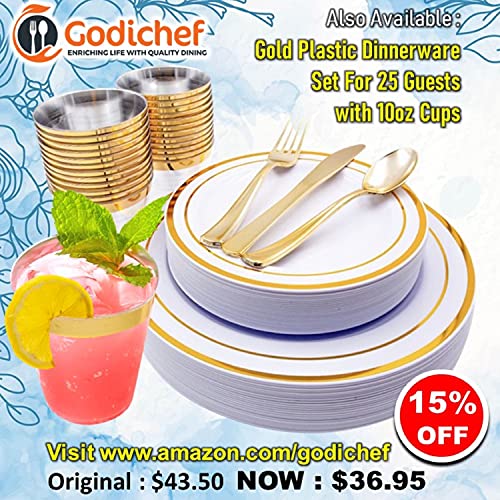 GODICHEF 300 Premium Royal Gold Plastic Silverware Set 100 Spoons 100