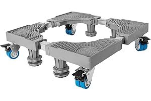 DUPDMKIN Mini Fridge Stand 8 Wheel Washing Machine Stand Washer and Dryer Stand with Brake Adjustable Refrigerator Dolly (Grey)