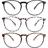 KoKoBin Retro Round Reading Glasses for Men Women 3 Pack Spring Hinge Fashion Readers