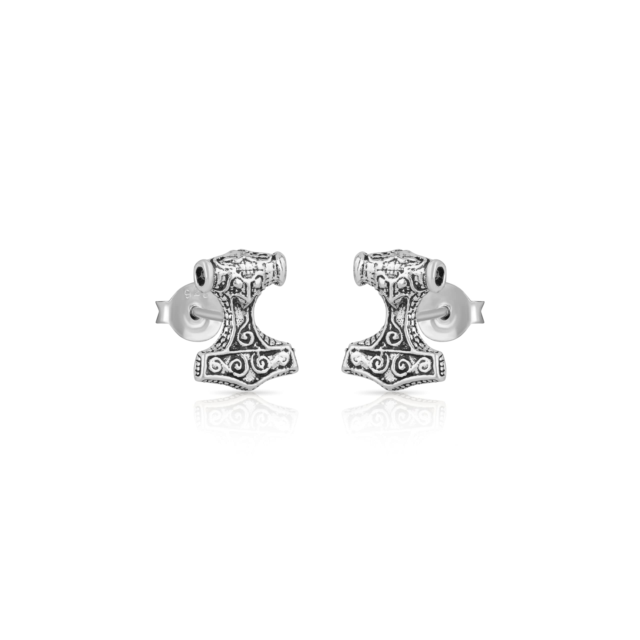 NKlaus Pair 10x8mm Thor Hammer Stud Earrings Celtic 925 Sterling Silver Jewelry 4335