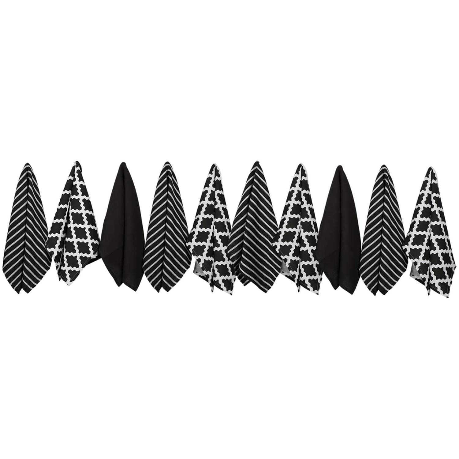 Penguin Home Premium 100% Pure Cotton Tea Towel for Kitchen, Set of 10 Kitchen Towels, Soft & Durable Kitchen Cloths Towel Set, Machine Washable, 65 x 45 cm Colour - Black