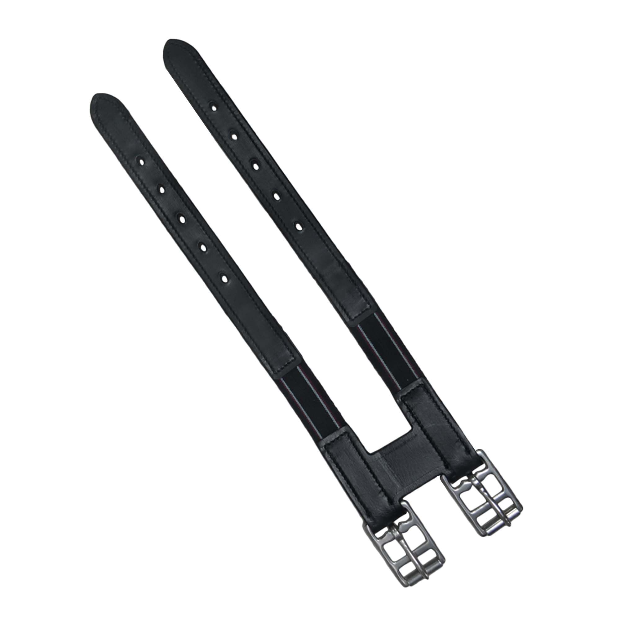 SIE Leather Horse Elastic Girth Extension/Extenders (Black with Matching Elastic)