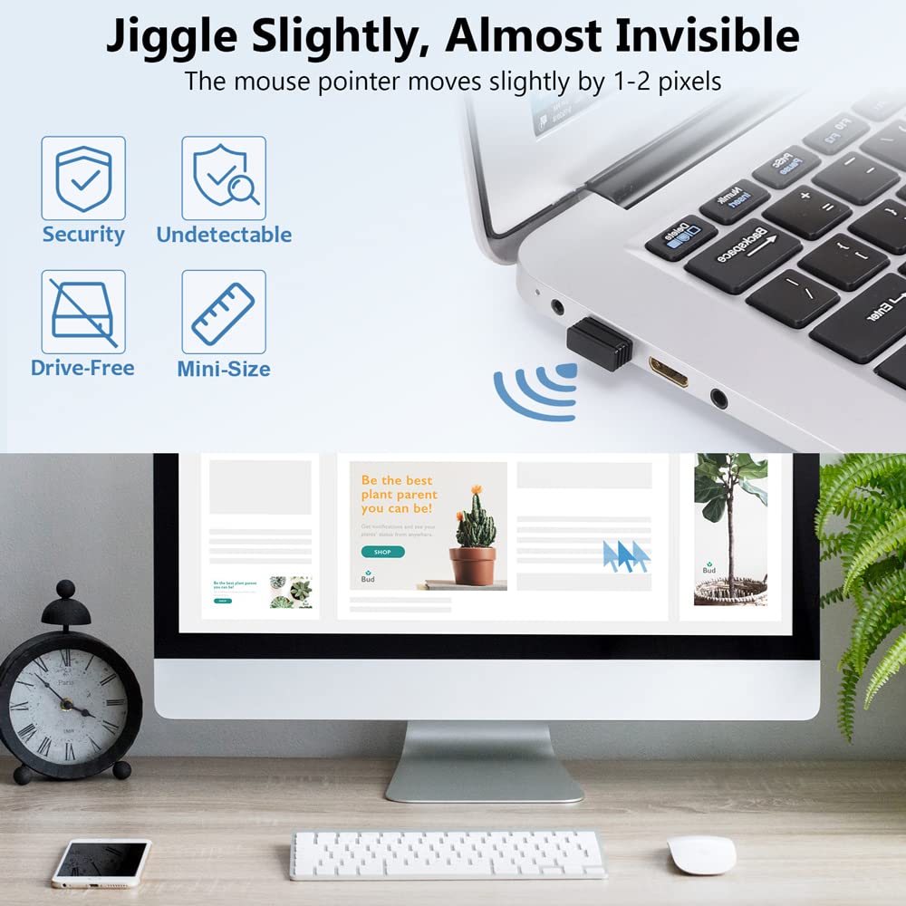 AUEDROT Mouse Jiggler Undetectable USB Mouse Mover NO Software Required for Computer, Automatic Mini Mouse Shaker Driver-Free Mouse Movement Simulator Keep Computer/Laptop Awake, Plug & Play (1 PCS)