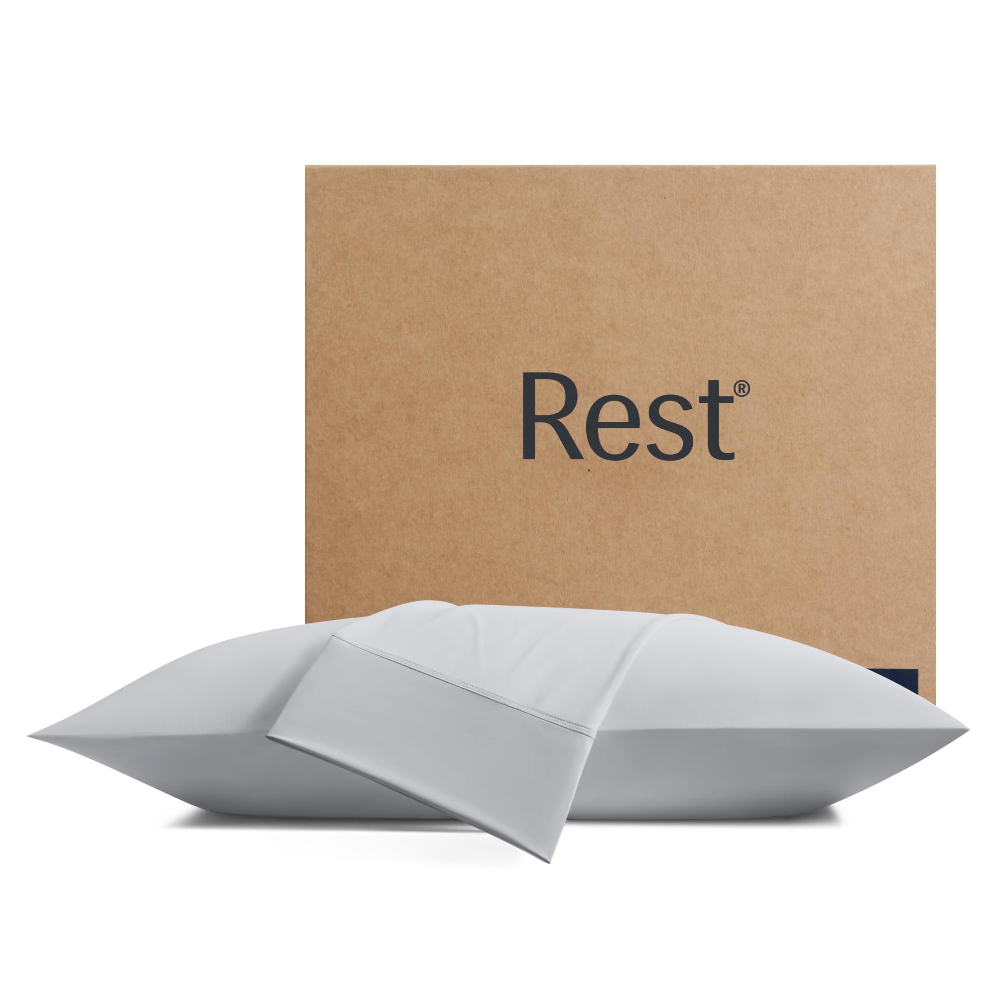 Photo 1 of REST® Evercool®+ Cooling Pillowcases King - 2 Pillowcases for Sensitive Skin, Silver Infused Fabric for Hygienic Sleep, Silky Smooth for Curly Hair, High Elastic for Snug Fit (19x35 inches)