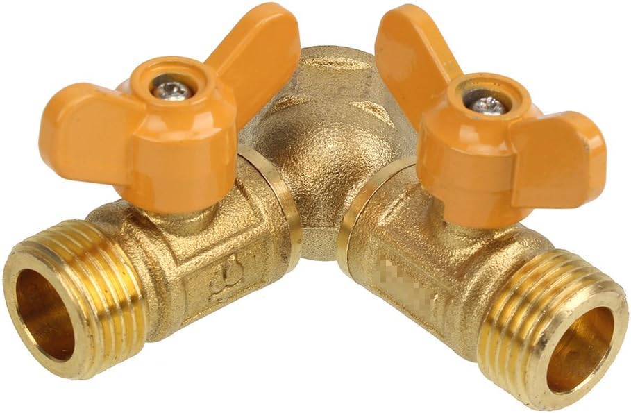 Mxfans 2 Way Gas Pipe Connector Splitter Solid Brass Y