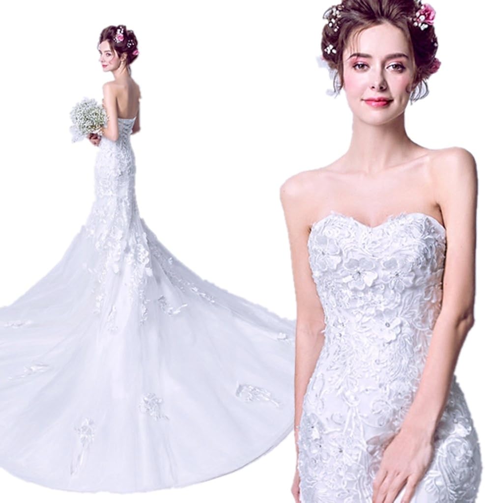 fishtail strapless wedding dress