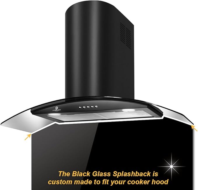 Premier Range Black Fitted Splashback for A72.9 Cooker Hood (90cm x