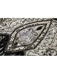 Metme Vestido de cóctel para dama estilo de los años 1920, vestido de fiesta Gatsby con flecos y abalorios