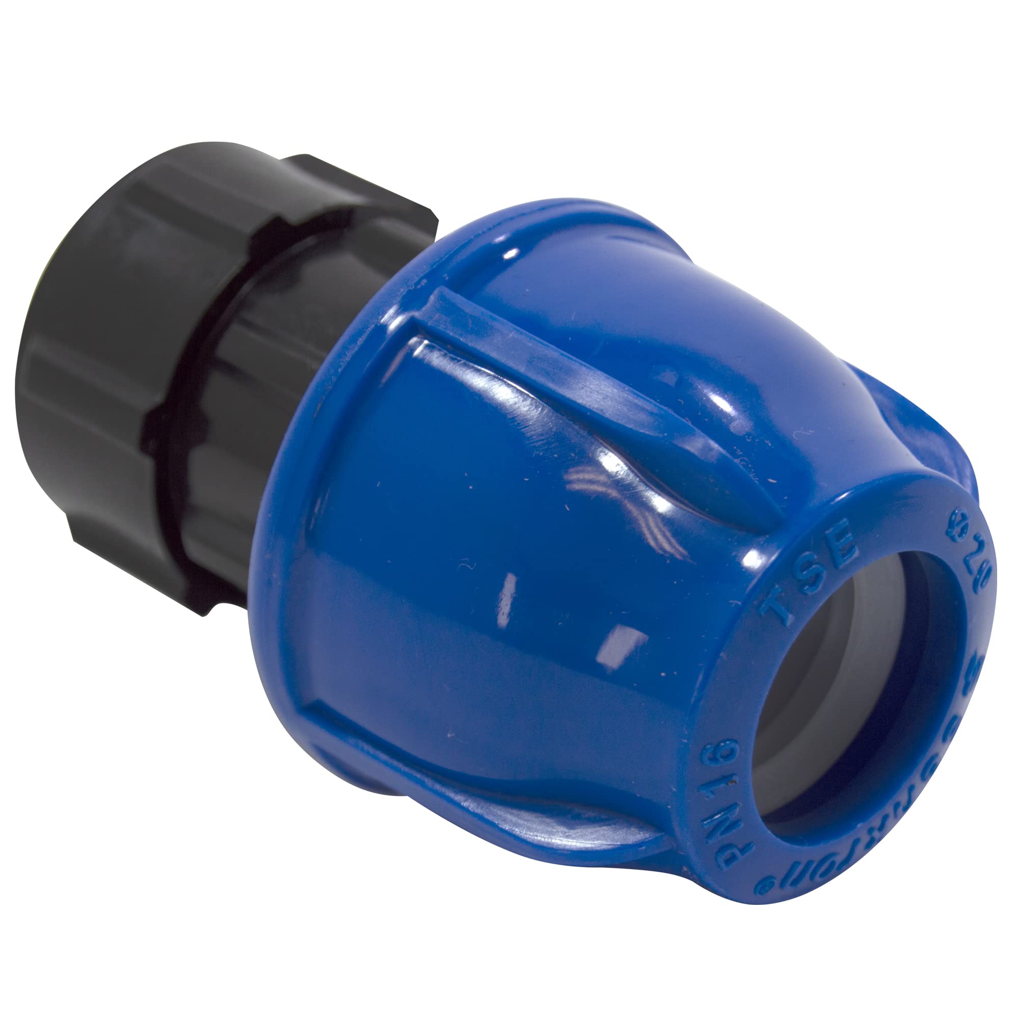 S&M 's & m Racor – Link, Stainless Steel, Female Thread 20 mm x 1/2, Black and Blue