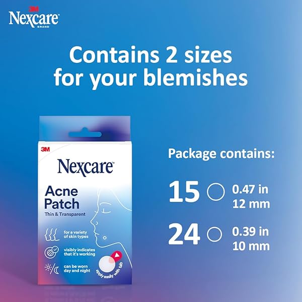NEXCARE THIN AND TRANSPARENT ACNE PATCH, SKIN COVER ABSORBS PUS AND OIL FROM CLOGGED PORES, MADE WITH HYDROCOLLOID, TAB ALLOWS FOR EASY REMOVAL FROM LINER – 39 PIMPLE PATCHES