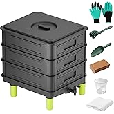 TOPXIAN 3-Layer Worm Composter, 50L Worm Compost Bin for Indoor &amp; Outdoor | 50L Worm Composter, 3 Reusable Trays, Fast Decomposition for Recycling Food Waste, Convenient for Vermicomposting Starter