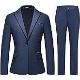 Lamgool Womens Suit 2 Piece Set Business One Button Peak Lapel Blazer Jacket with Pants for Office Ladies