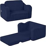 MeMoreCool Corduroy Kids Couch Sofa Folding Toddler Chair Bed Navy Blue