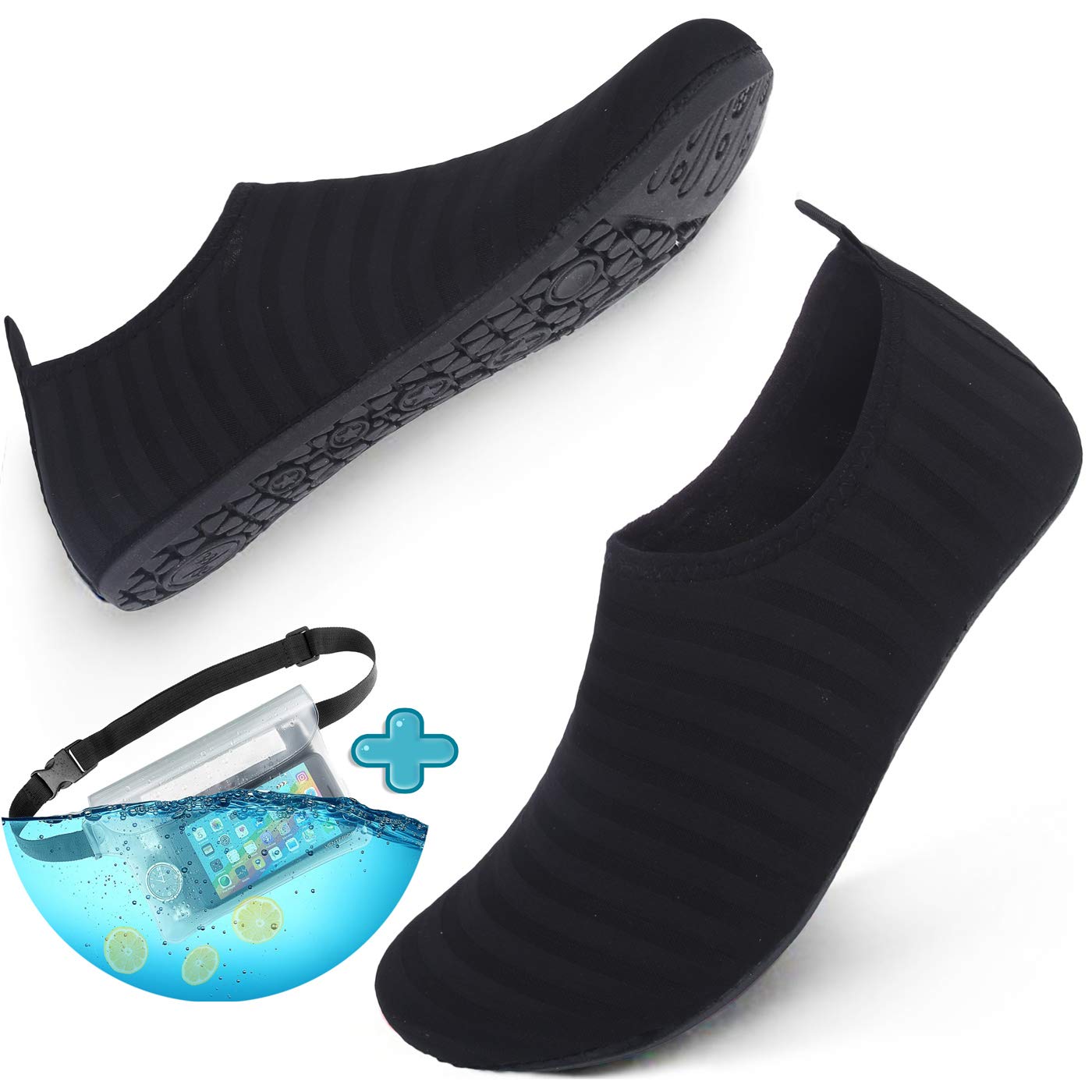 Centipede Demon Mens Water Shoes Quick Dry Surf Barefoot for Swim Diving Sports Pool Beach for Men with Waterproof Pouch Waist Strap