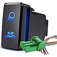 Nilight AUX Lights Push Button Switch 12V ON Off Switch with Connector Wire Kit 1.54" x 0.83" Replacement for Toyota Tacoma Tundra 4Runner FJ Cruiser Hilux Fortuner