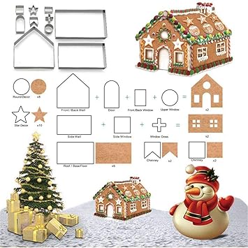 FantasyDay Ausstechformen Edelstahl Ausstecher Set, 10 Stück Weihnachten Lebkuchenhaus Keksausstecher Plätzchen Ausstecher fü