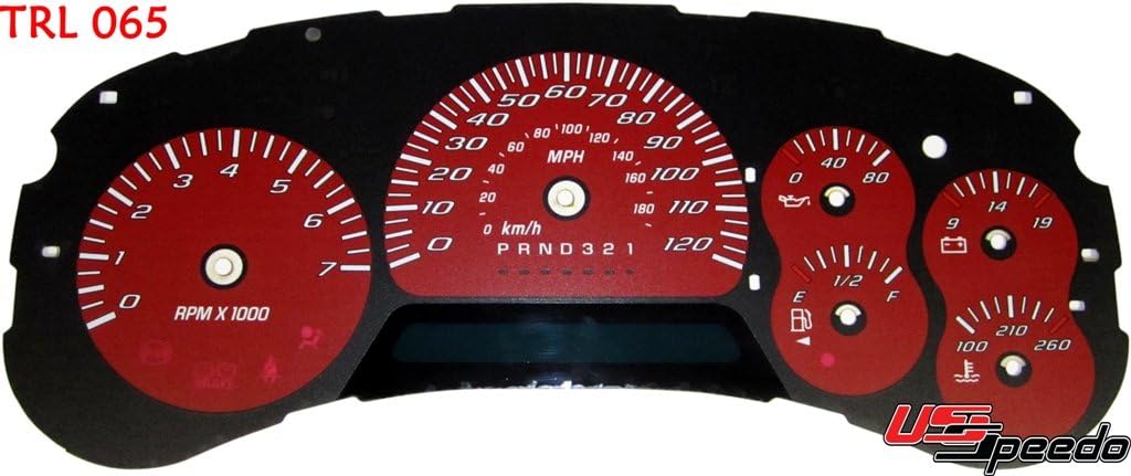 US Speedo TRL065 - Daytona Edition Gauge Faces - Red / Blue Night - 120 MPH - for: Chevy Trailblazer, Envoy