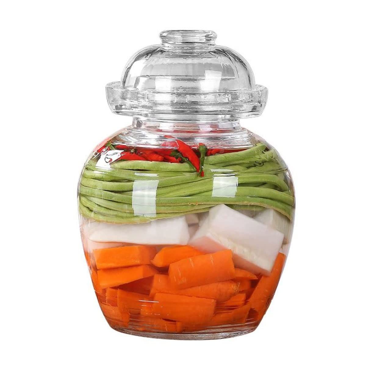 Photo 1 of Aosnttol 2.5 Liter Pickle Jar Glass Jar with Lid, Fermentation Kit with Water Seal Airlock Lid, Canning Jar for Pickles, Kimchi, Sauerkraut, Kombucha, Paocai