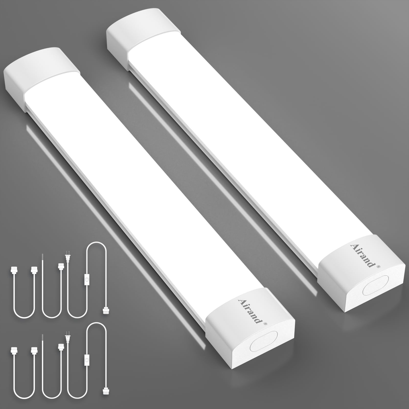 Photo 1 of Airand LED Ceiling Light Fixture, 1.43FT Plug in Lights 2PCS, IP66 Water-Proof Linkable Tube Lights 5000k 16W Light Bar Under Cabinet Lighting Shop Kitchen Workbench Closet Corded with ON/Off Switch