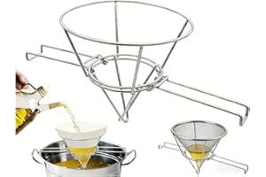 Oil Filter Stand, Maple Syrup Filter Holder,Stainless Steel Cone Fryer Oil Filter Stand,Cooking Oil Filters with Folding Arms