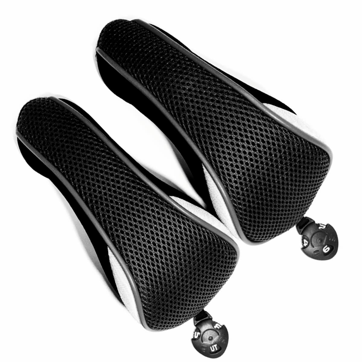 Photo 1 of 2pcs Golf Hybrid Headcover Set Hybrid Head Covers, Black Golf Club Covers for Hybrids, Meshy Rescue Covers with Rotatable ID Tag #2 3 4 5 6 Ut